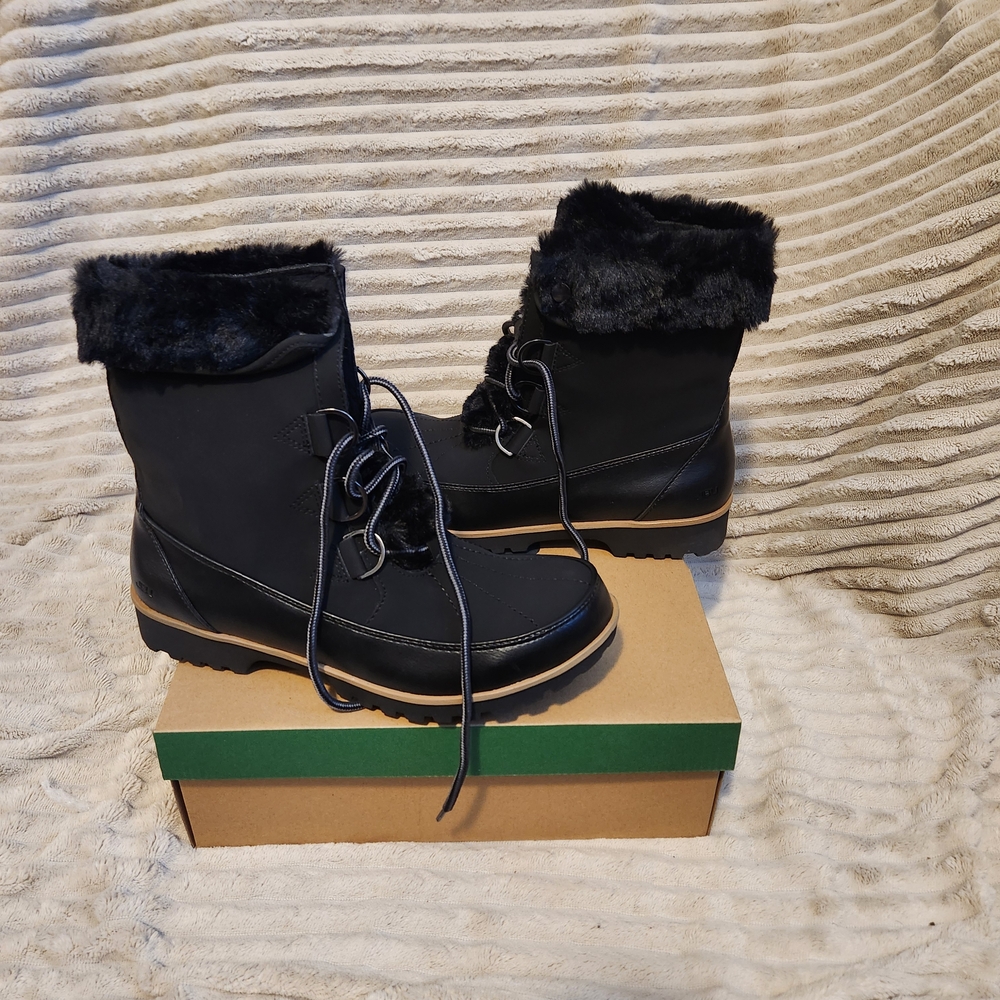 JBU Black Winter Boots with Fur Trim